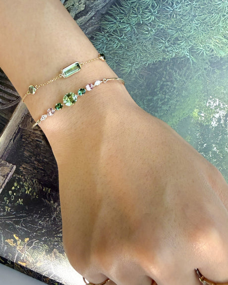 Green Tourmaline & Spinel Diamond Compass Bangle
