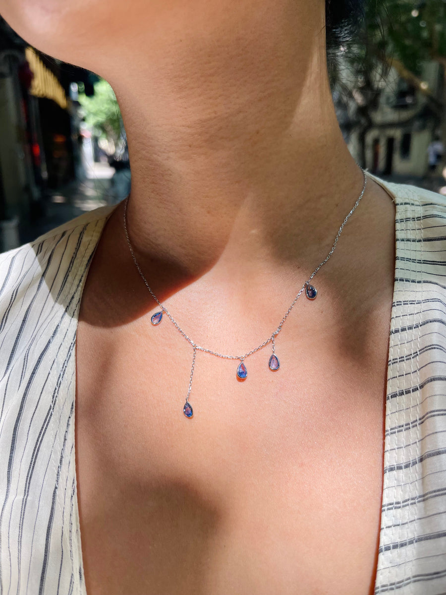 Ceylon Sapphire Raindrops Necklace