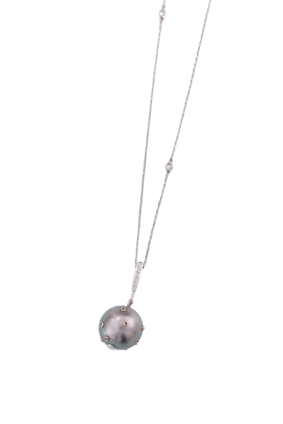 Black Pearl & Diamond constellation Necklace