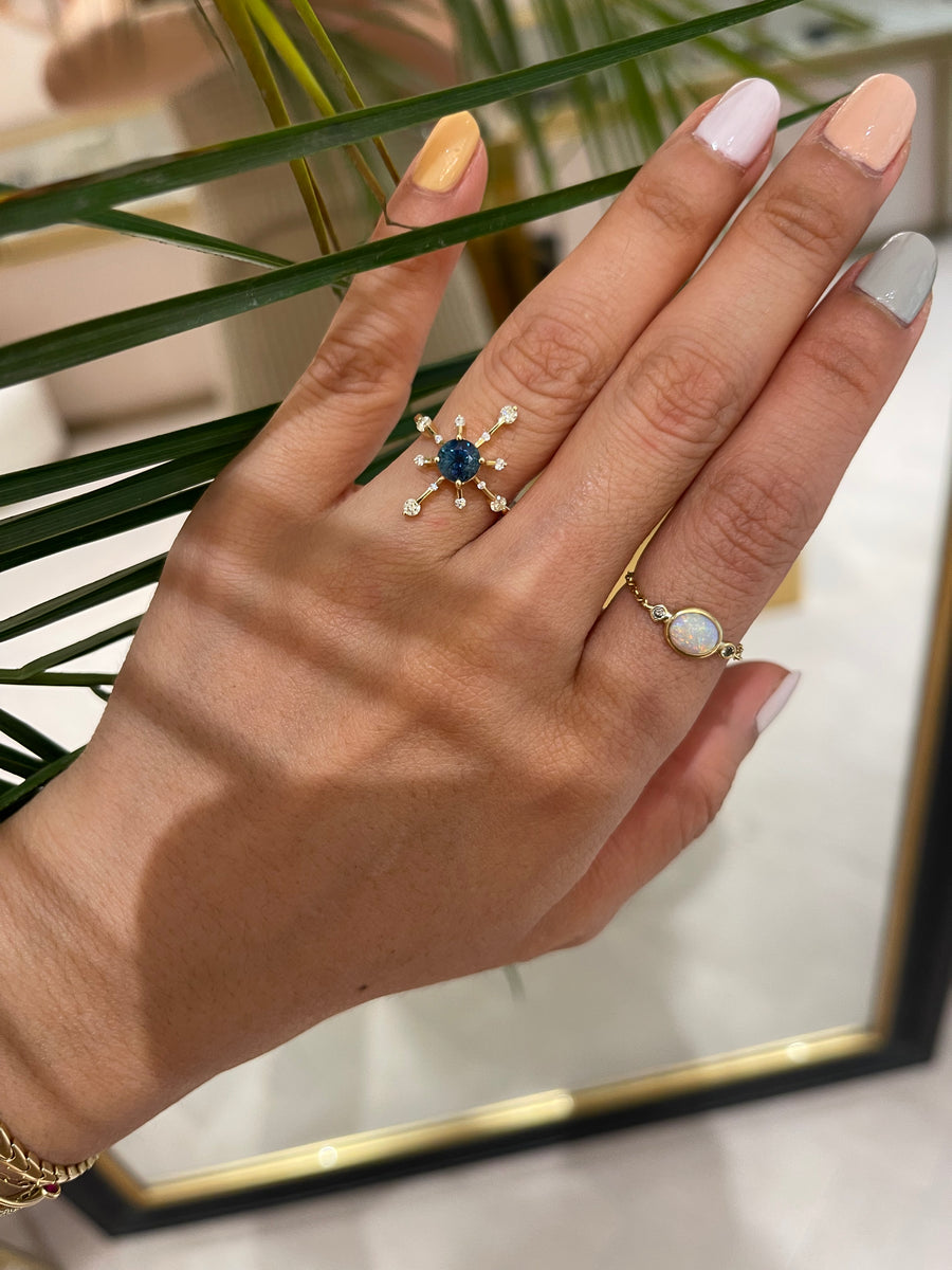 Sapphire & diamond Starburst Ring