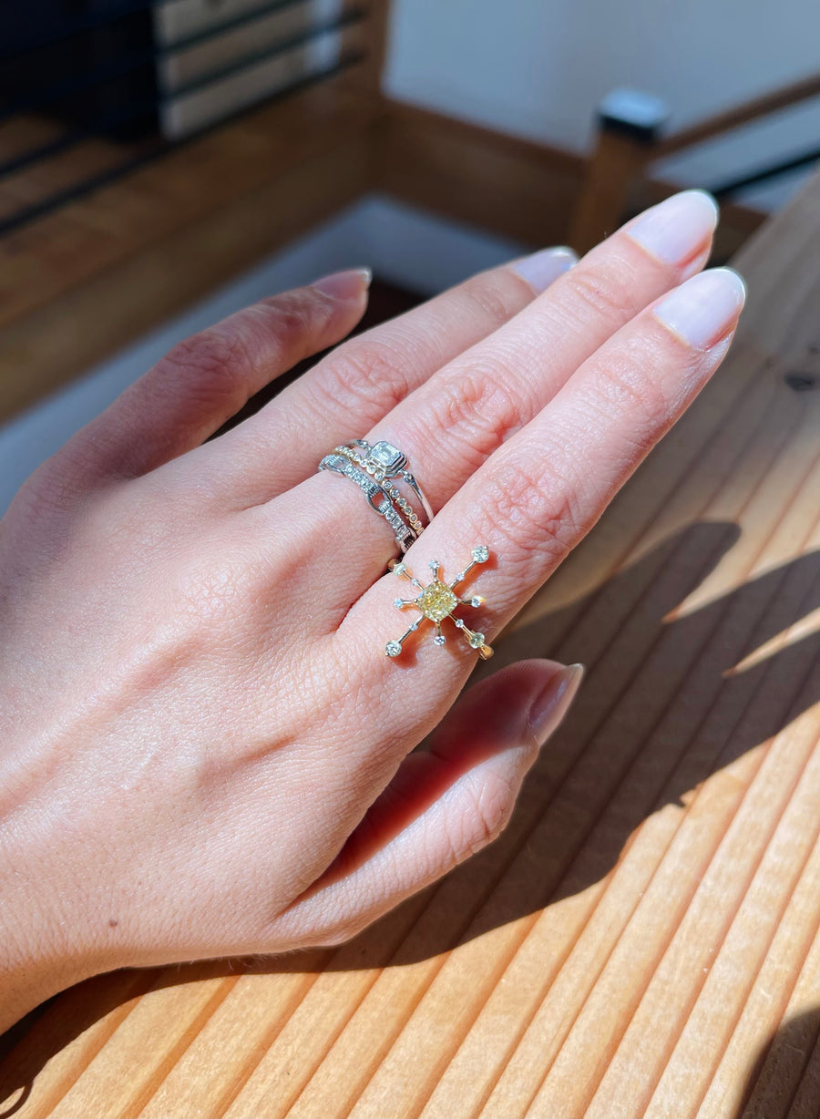 Yellow Diamond Starburst Ring