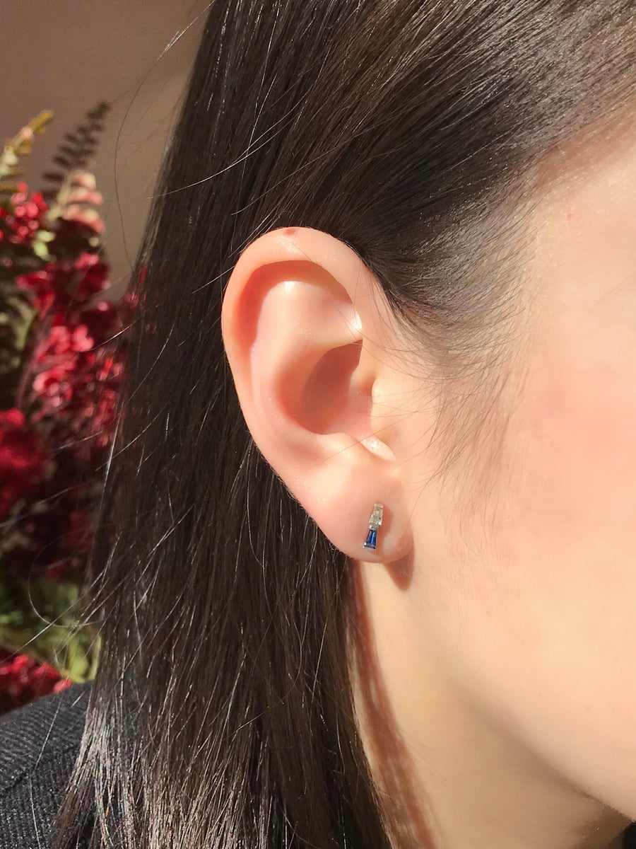 Sapphire & Diamond platinum earrings
