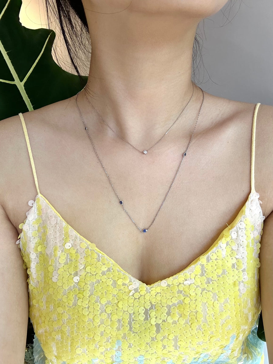 Sapphire dot necklace