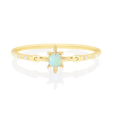 Opal Birthstone Petite Circle Diamond Ring 14k gold stackable ring