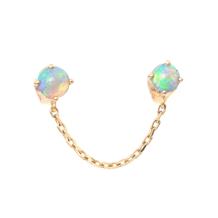 Black Opal Linked Chain Earring