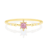 Pink Tourmaline Birthstone Petite Circle Diamond Ring 14k gold stackable ring