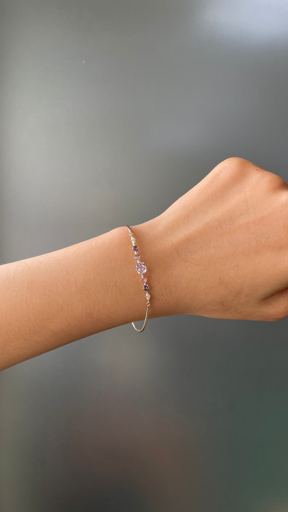 Lavender Spinel & Diamond Compass Bangle