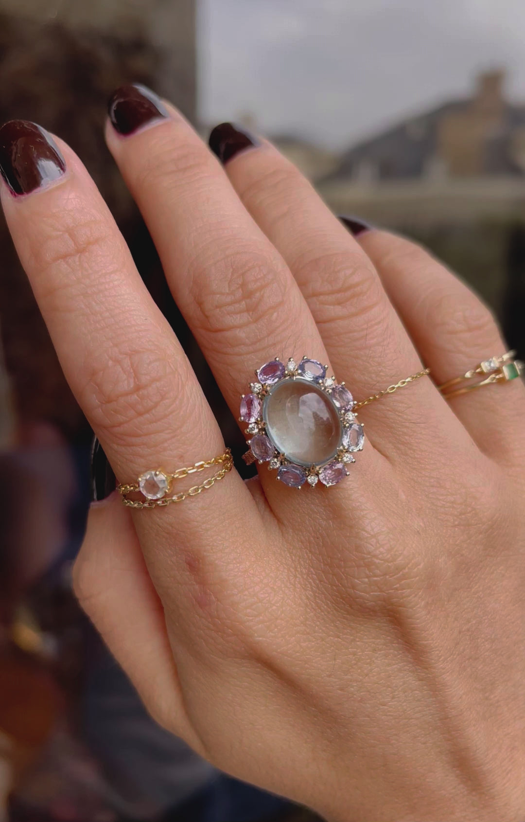 Aquamarine Spinel & Diamond Anastasia Ring