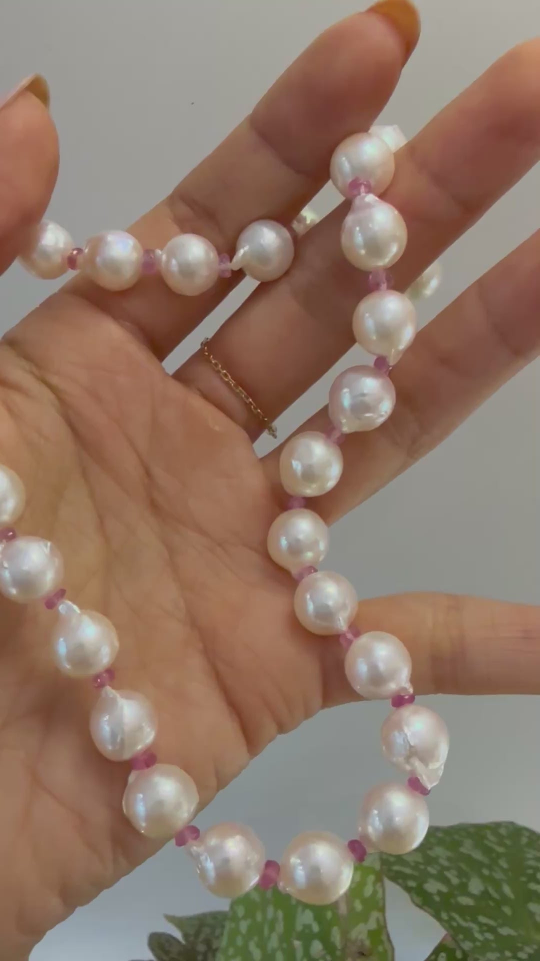 Akoya Pearl & Pink Sapphire Aphrodite Necklace 18K gold handmade fine jewelry 1