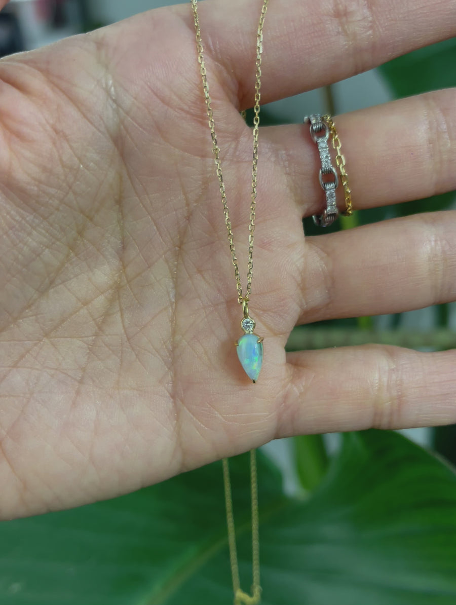 Opal & Diamond Arrow Necklace