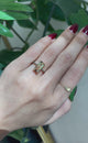 Color Change Watermelon Tourmaline Protection Ring 18k gold engagement ring on model