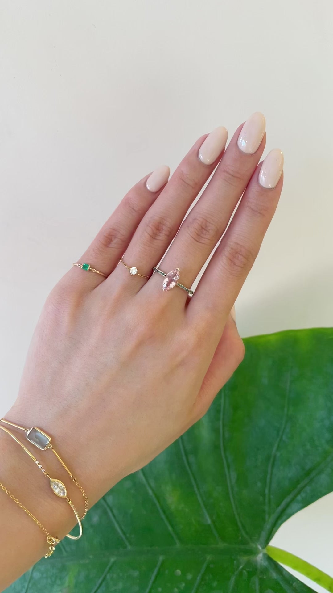 Morganite & Blue Diamond Charm Ring