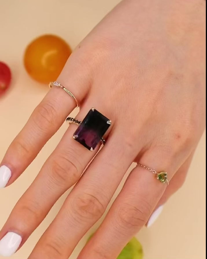 Watermelon_Tourmaline_Black_Diamond_Protection_Ring_2_18K_gold_engagement_ring on model video