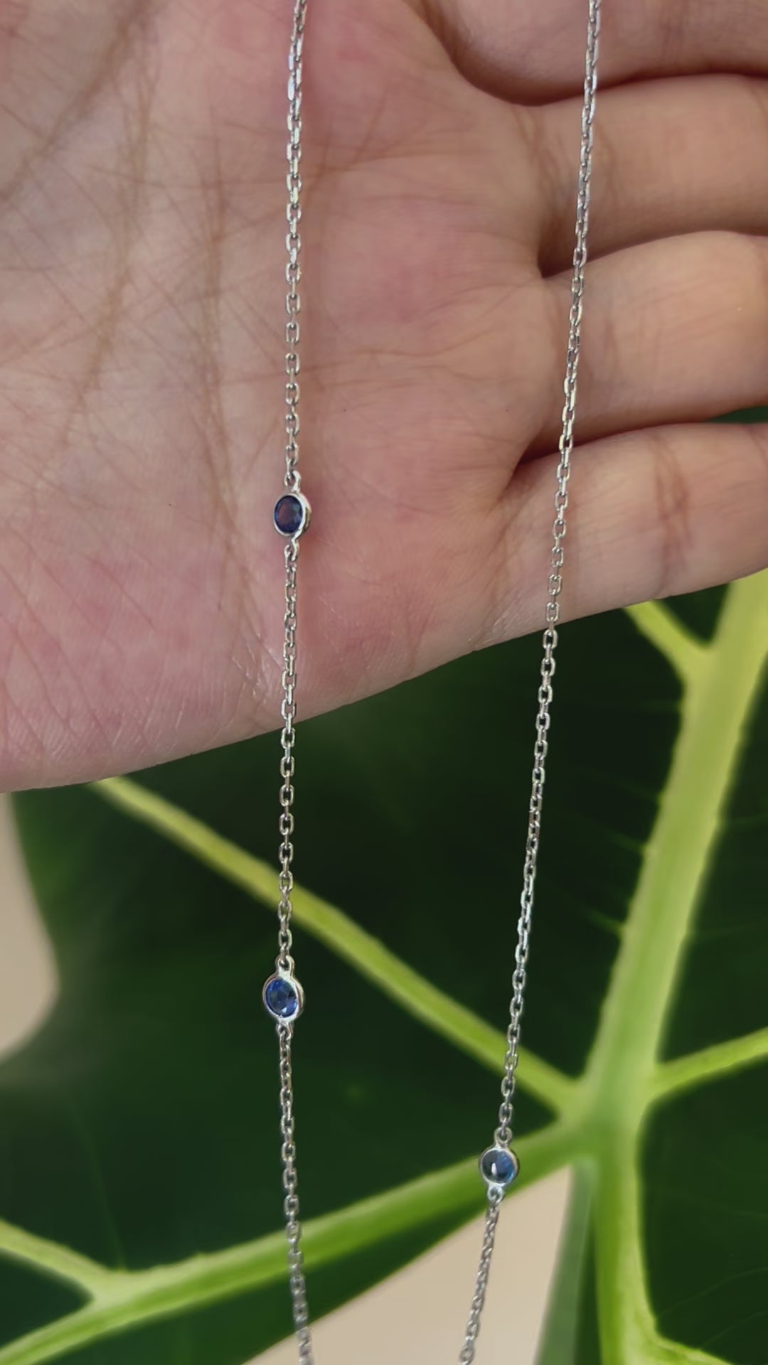 Sapphire Dot Necklace 18k gold handmade fine jewelry