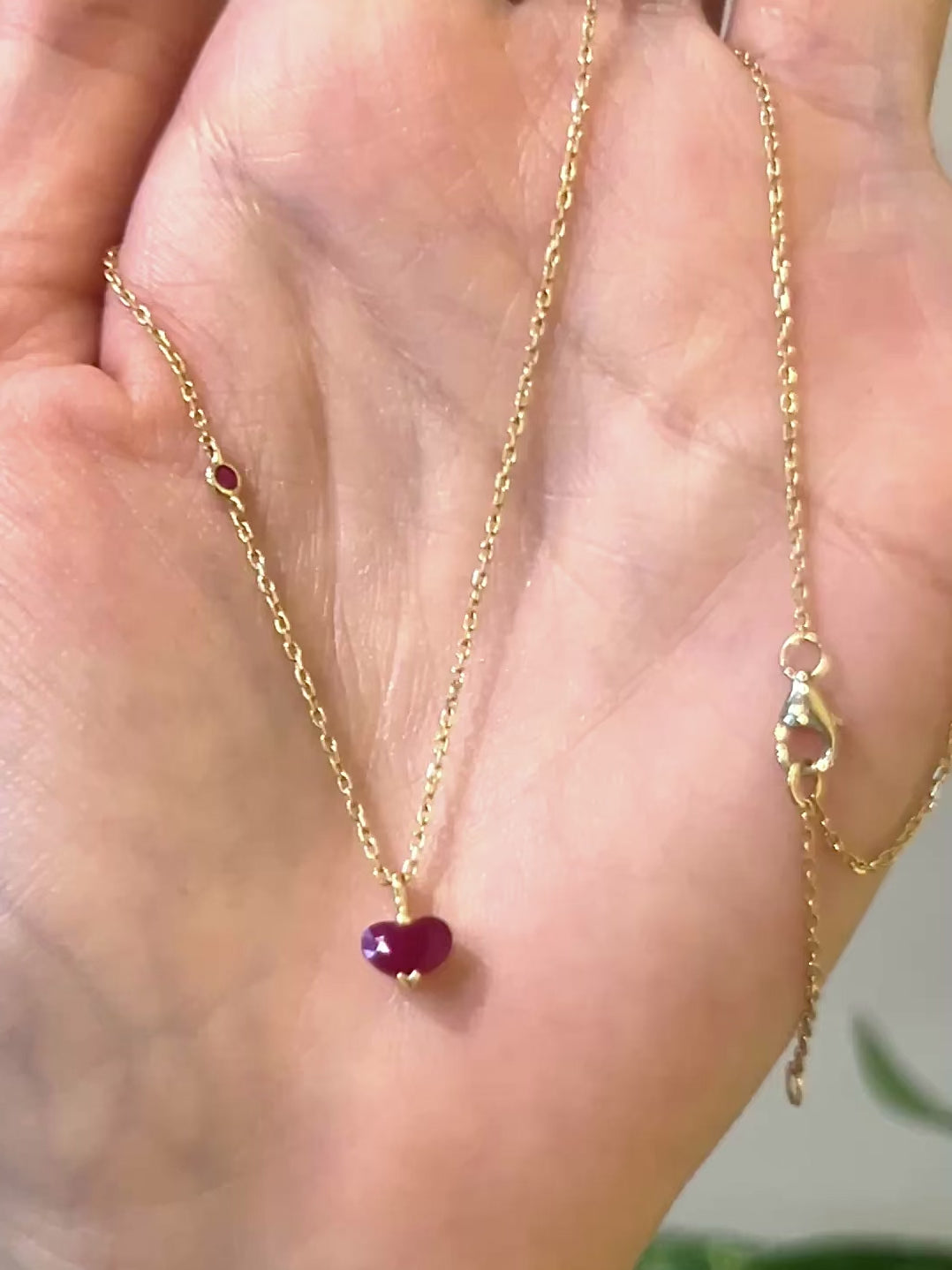 Ruby Heart Necklace 18k gold handmade fine jewelry