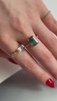 Green Ombre Tourmaline & Diamond Vivant Ring 18k gold stackable ring on model