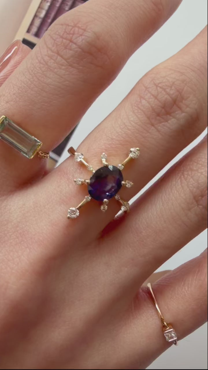 Purple Sapphire Starburst Ring
