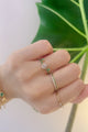 Round Rose Cut Diamond & Emerald Disco Ring 18k gold engagement ring on model 