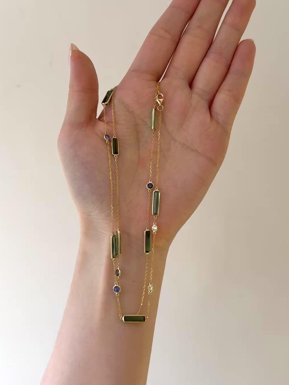 Tourmaline Sapphire & Diamond Candy Necklace