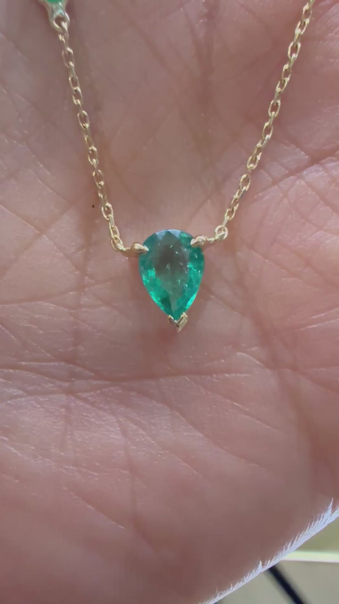 Emerald Pear Dot Necklace
