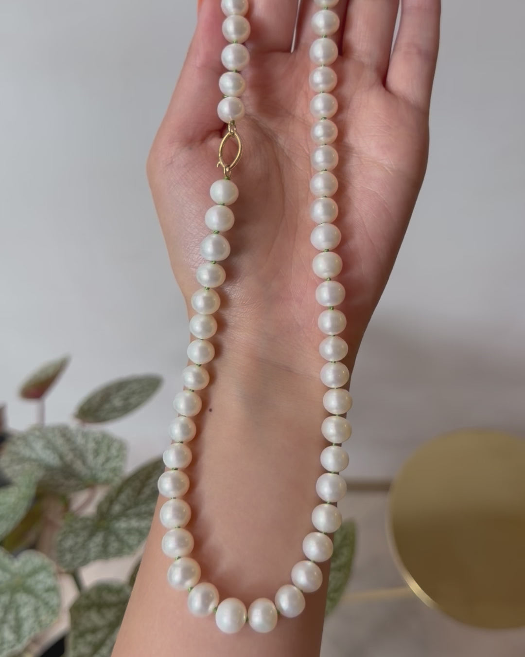 Classic Pearl & Fisheye Closure Necklace handmade fine jewelry 1