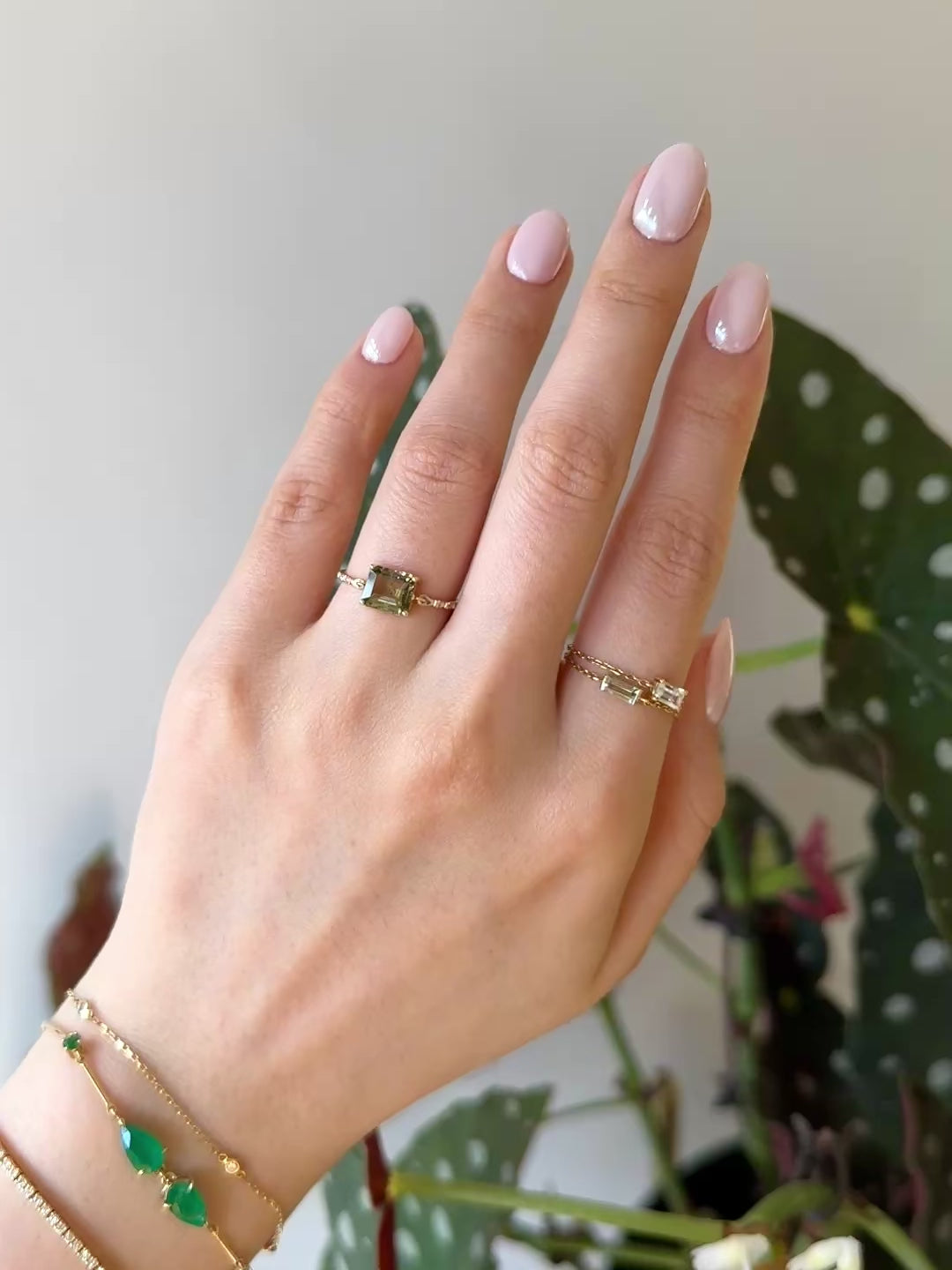 Color Change Watermelon Tourmaline Petite Circle Diamond Ring