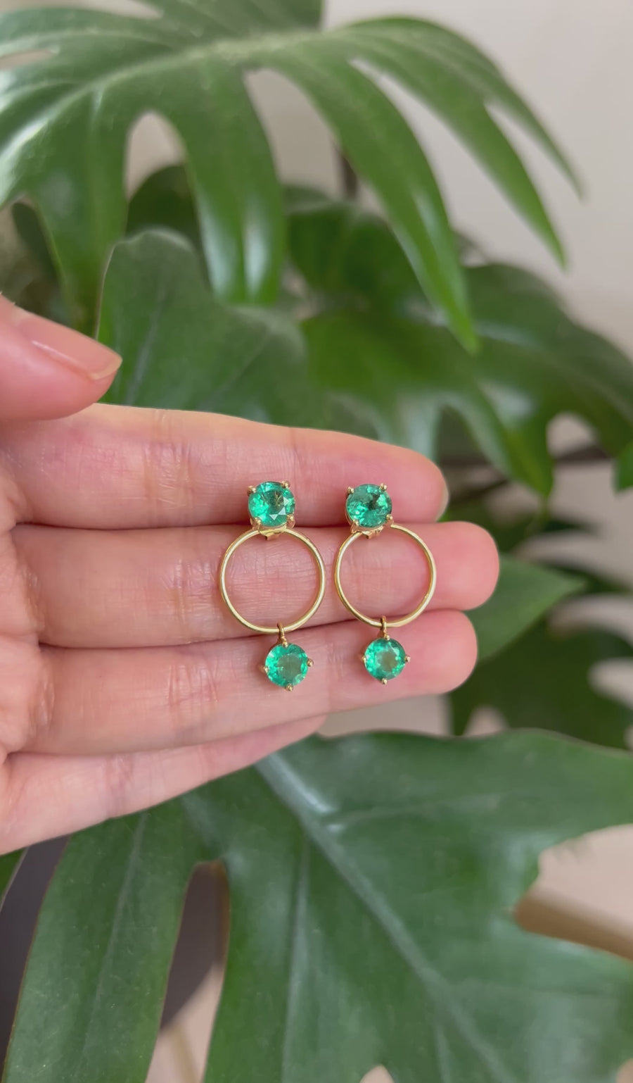 Emerald Double Happiness Earrings