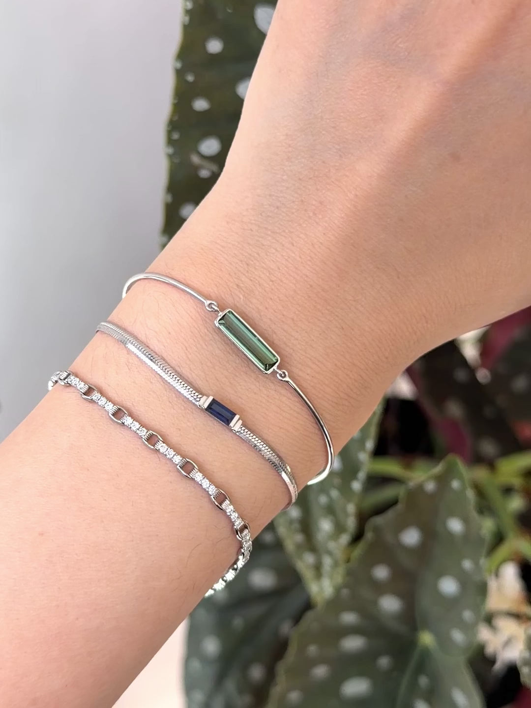 Green Tourmaline Bangle ( PT900) Stackable design