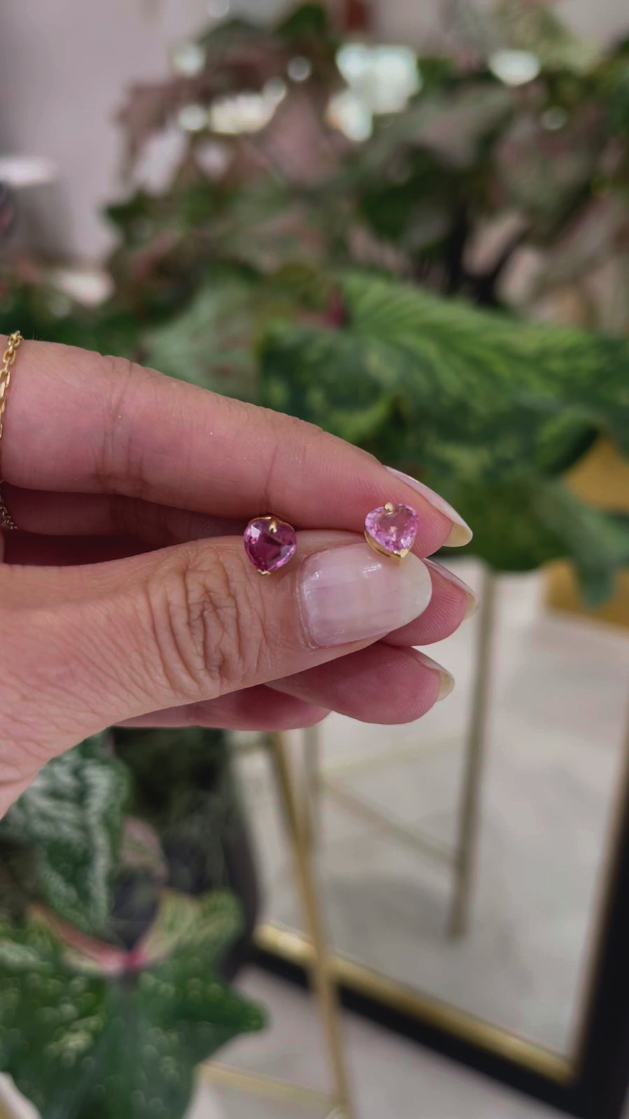 Pink Sapphire Heart  Earrings
