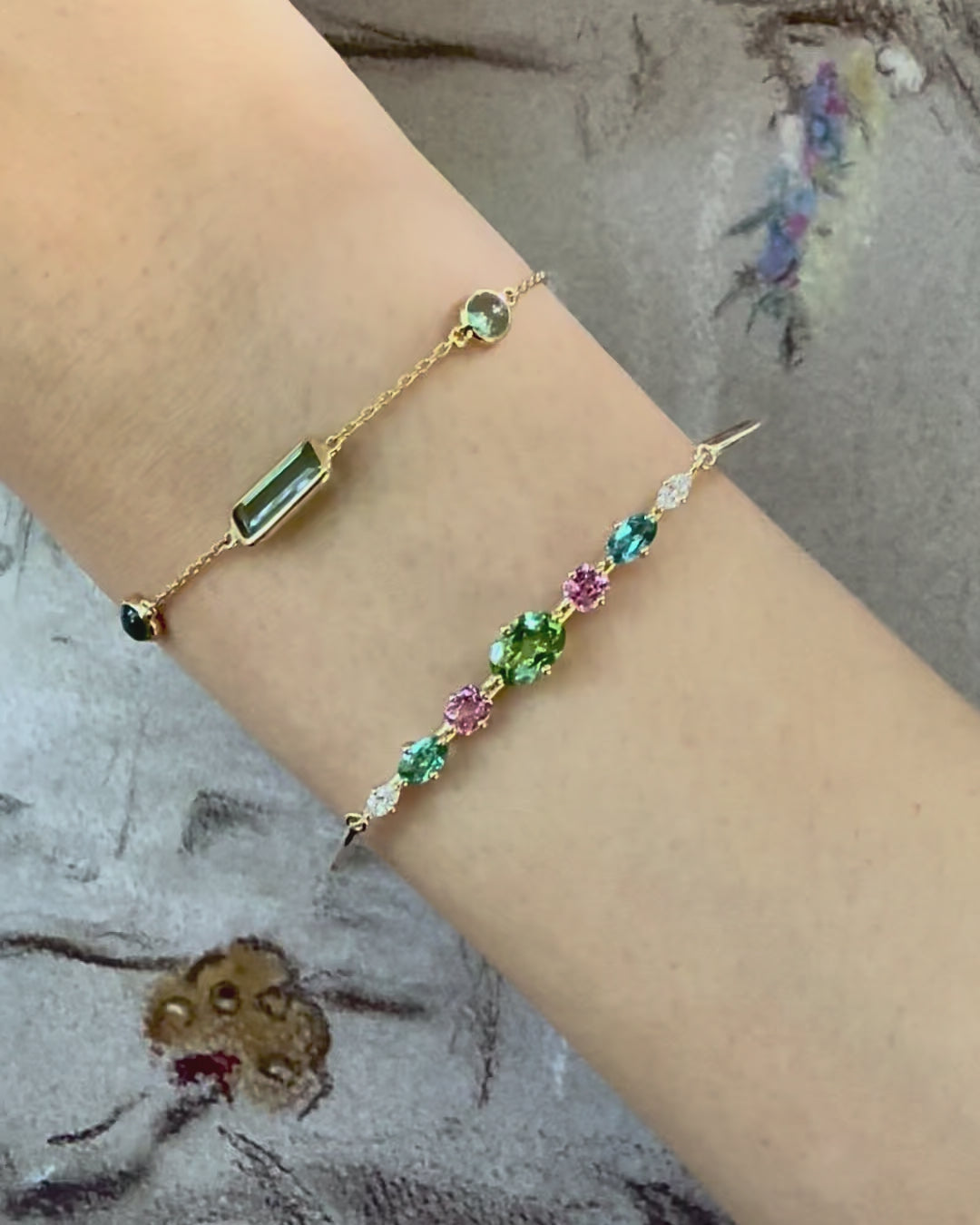 Lagoon Tourmalines & Pink Spinel Compass Bangle