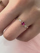 Jedi Spinel & Diamond Dream Weaver Chain Ring 18k gold stackable ring