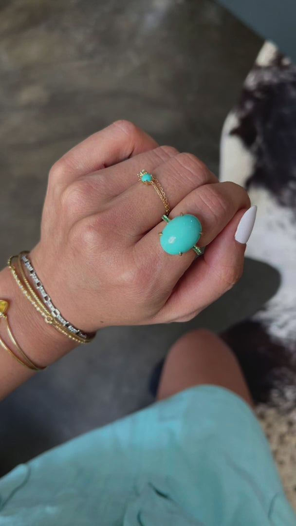 Turquoise & Emerald Globe Ring
