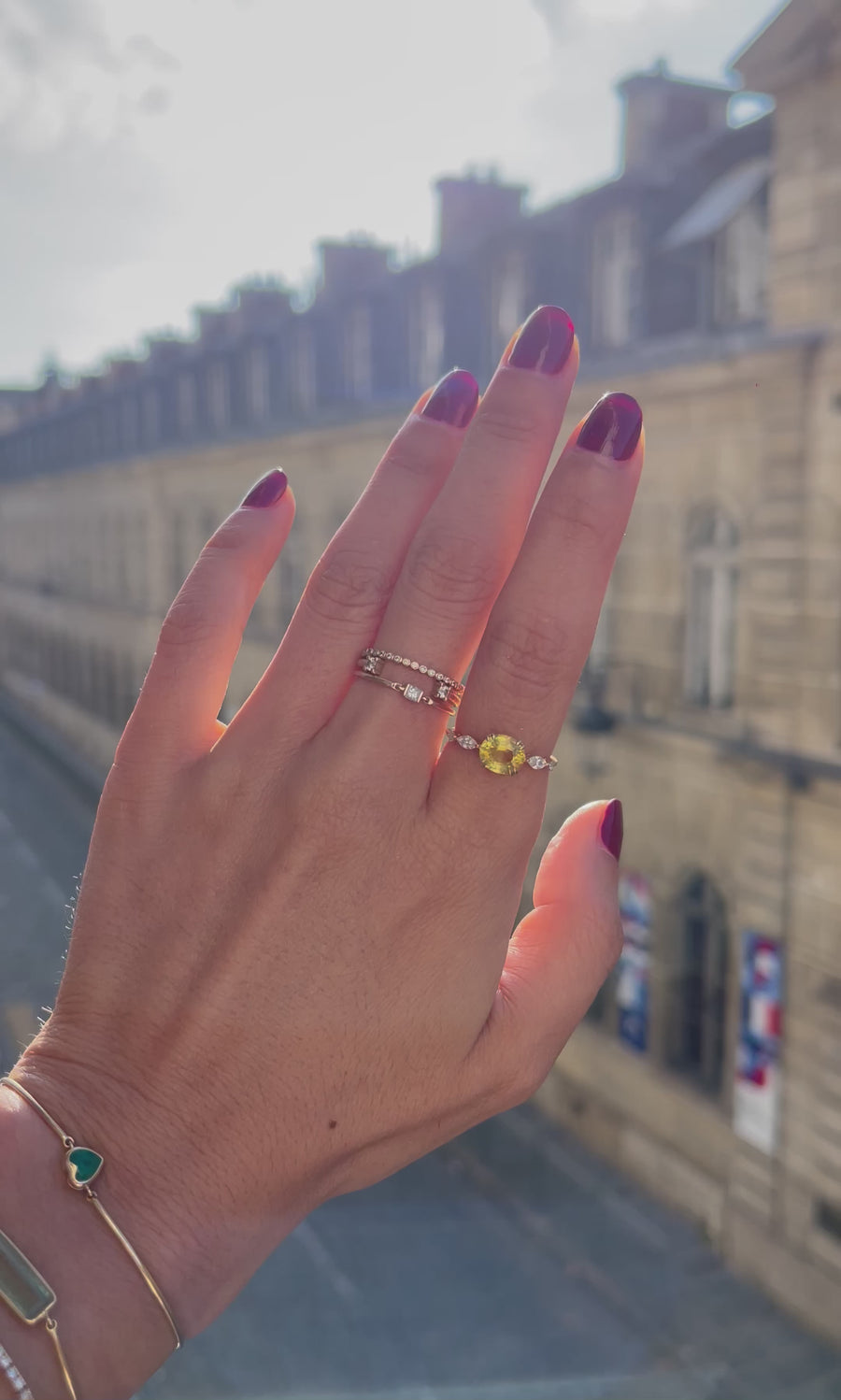 Yellow Sapphire & Diamond Sunbeam Ring