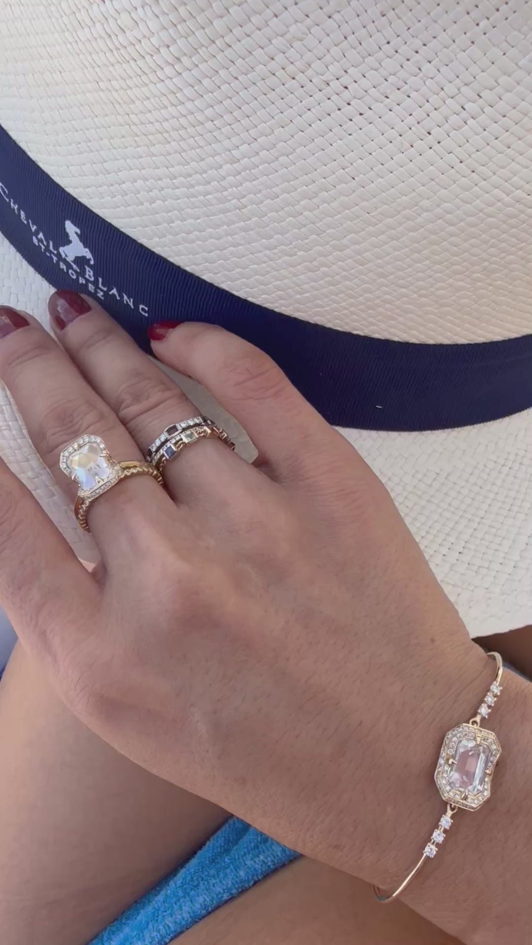 Rainbow Moonstone Aurora Ring 18k gold engagement ring 