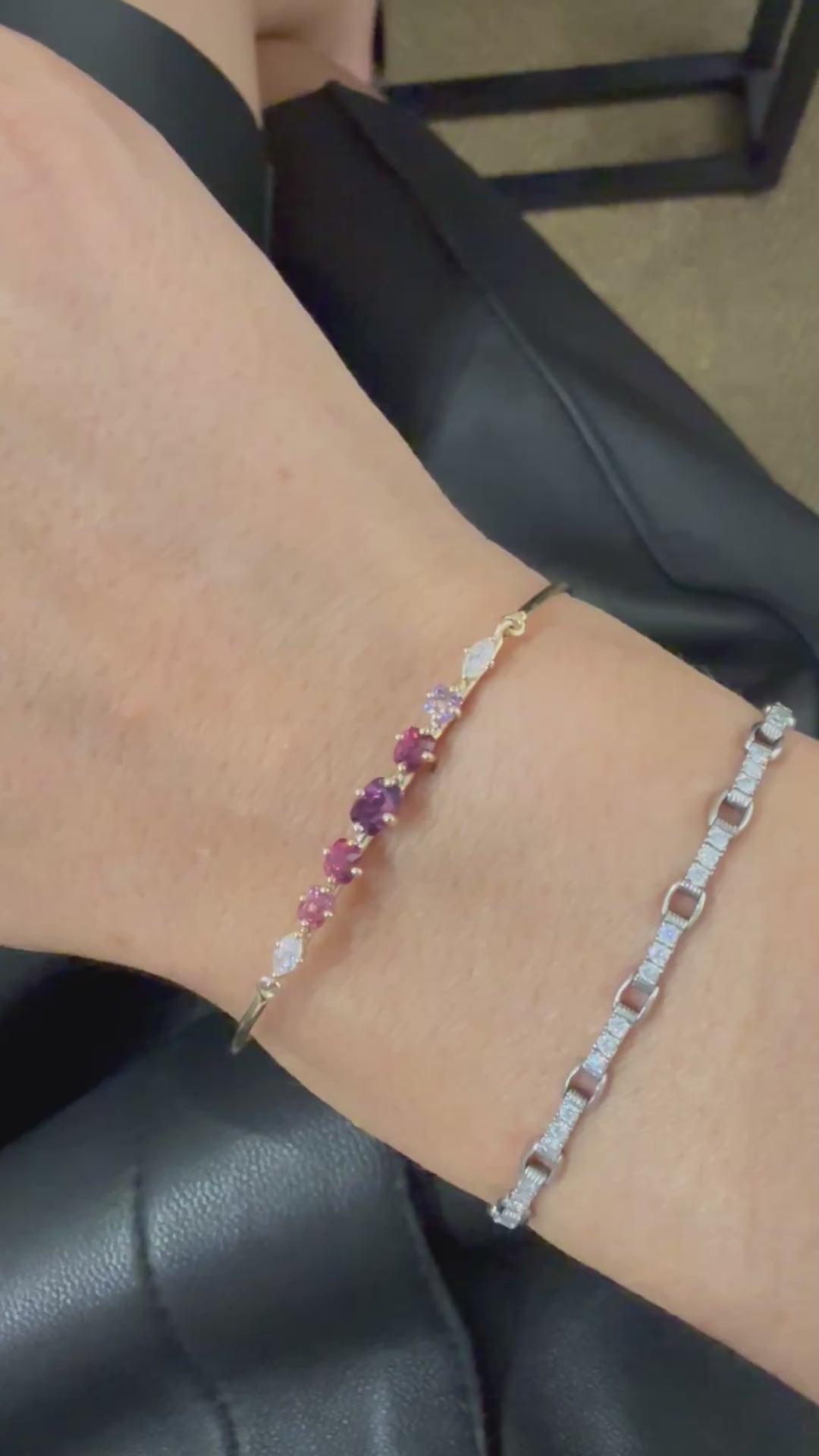 Purple & Red Spinels Compass Bangle