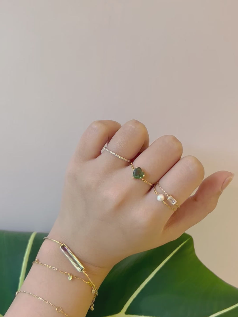 Green Sapphire Heart Supreme Chain Ring