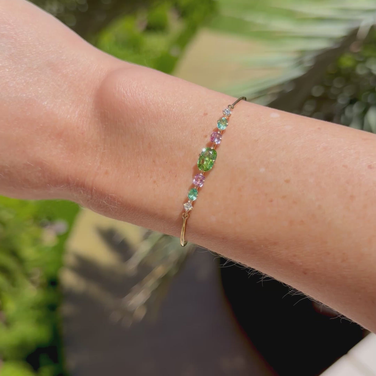 Lagoon Tourmaline,Spinel & Diamond Compass Bangle