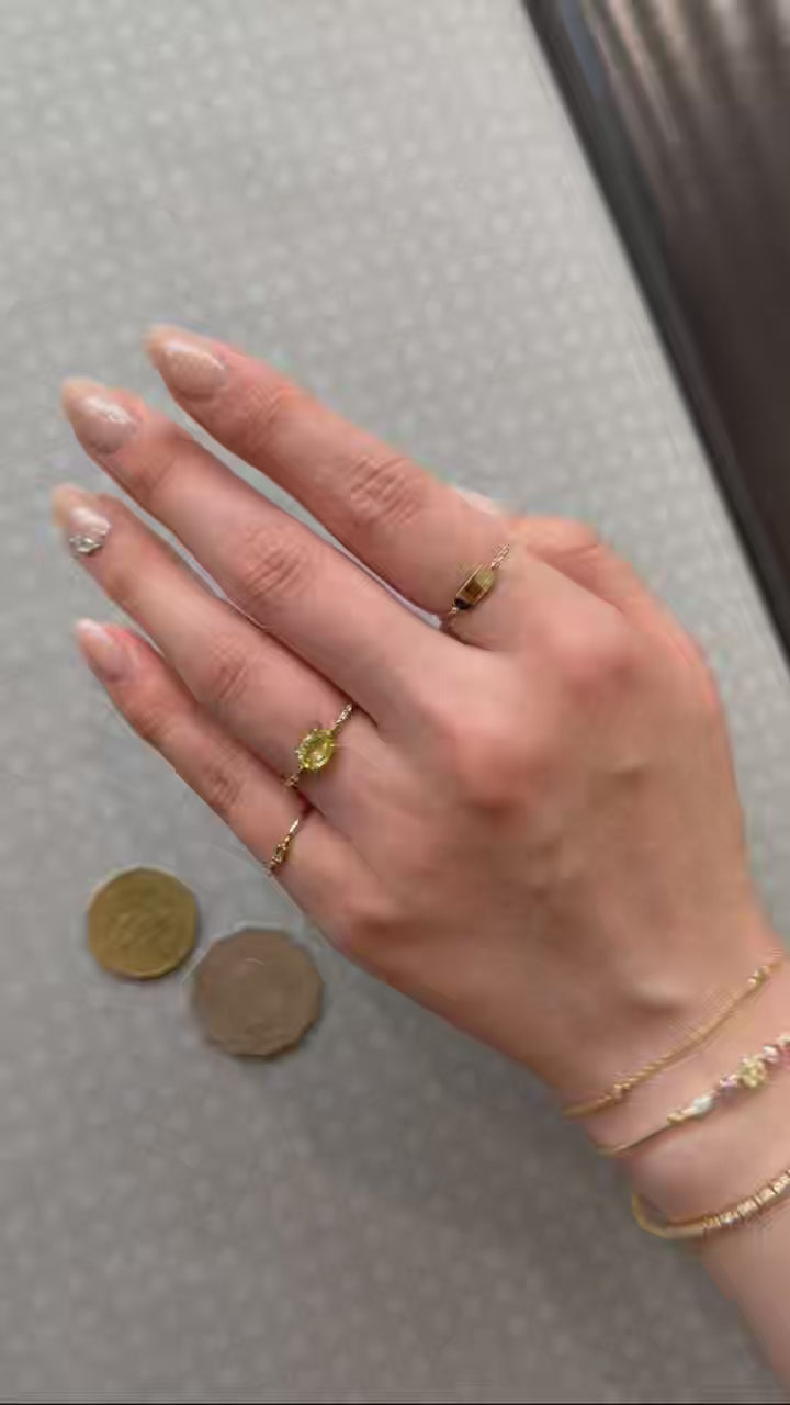 Vivid Yellow Chrysoberyl Petite Circle Diamond Ring