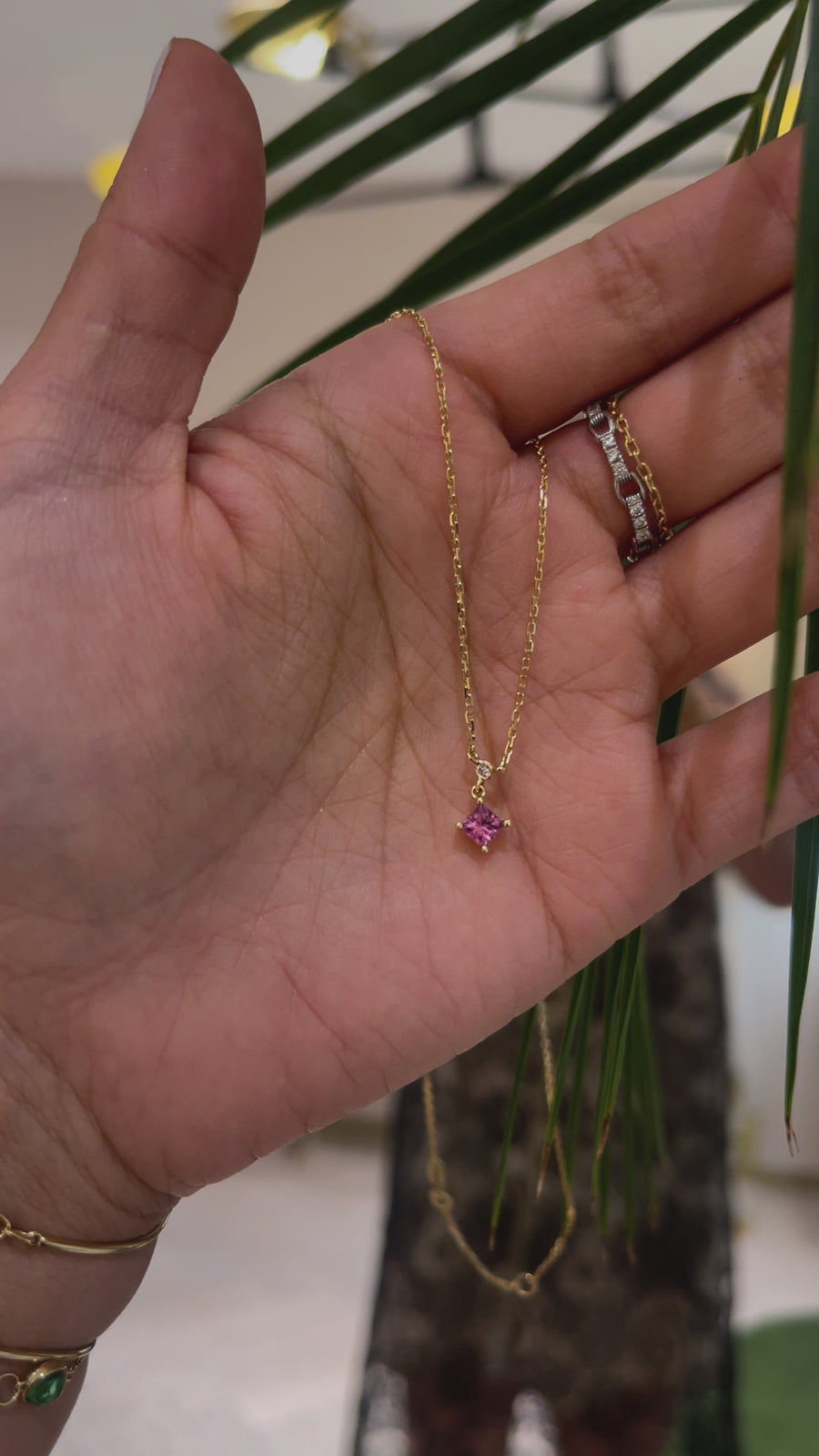 Pink Sapphire & Diamond Whispers Necklace