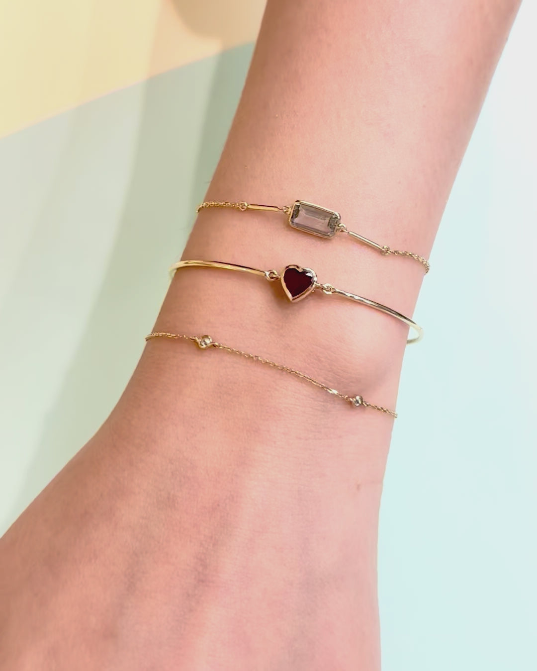 Ruby Heart Supreme Bangle 18k gold Stackable design