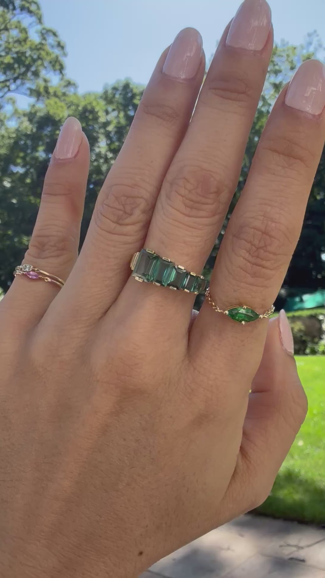 Lagoon Tourmaline Baguette Crescendo Ring