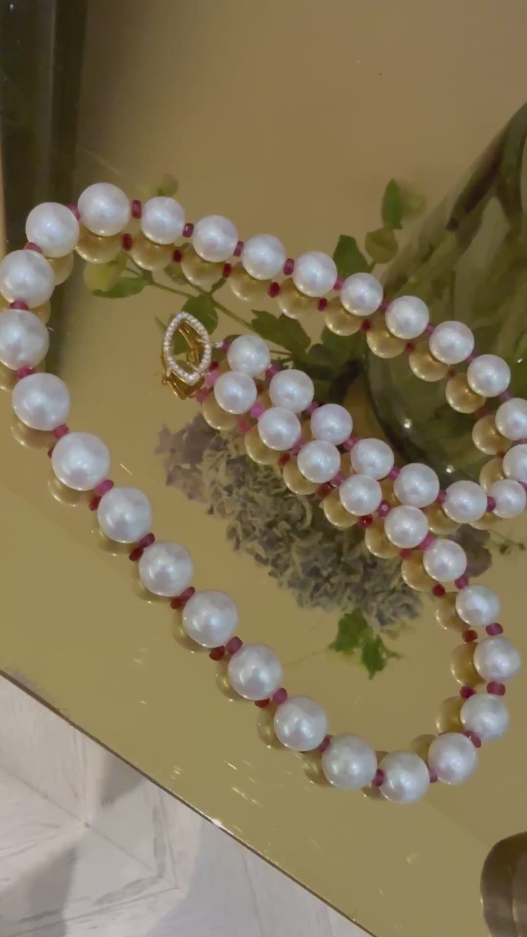 Pearl & Ruby Persephone Necklace handmade fine jewelry