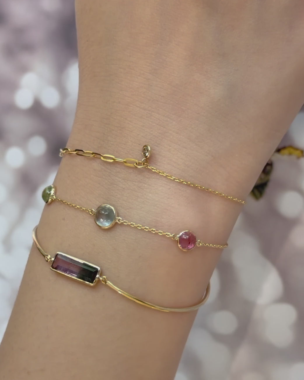Tourmaline Cabochon Candy Bracelet