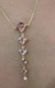 Pink Tourmaline & Diamond Cascade Necklace 18k gold handmade fine jewelry