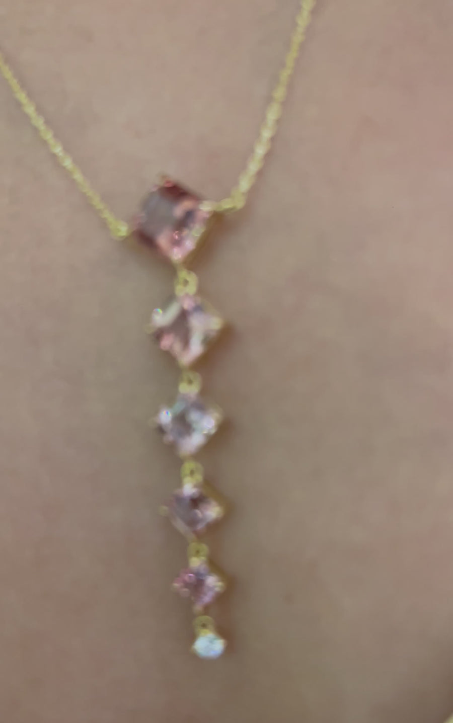 Pink Tourmaline & Diamond Cascade Necklace