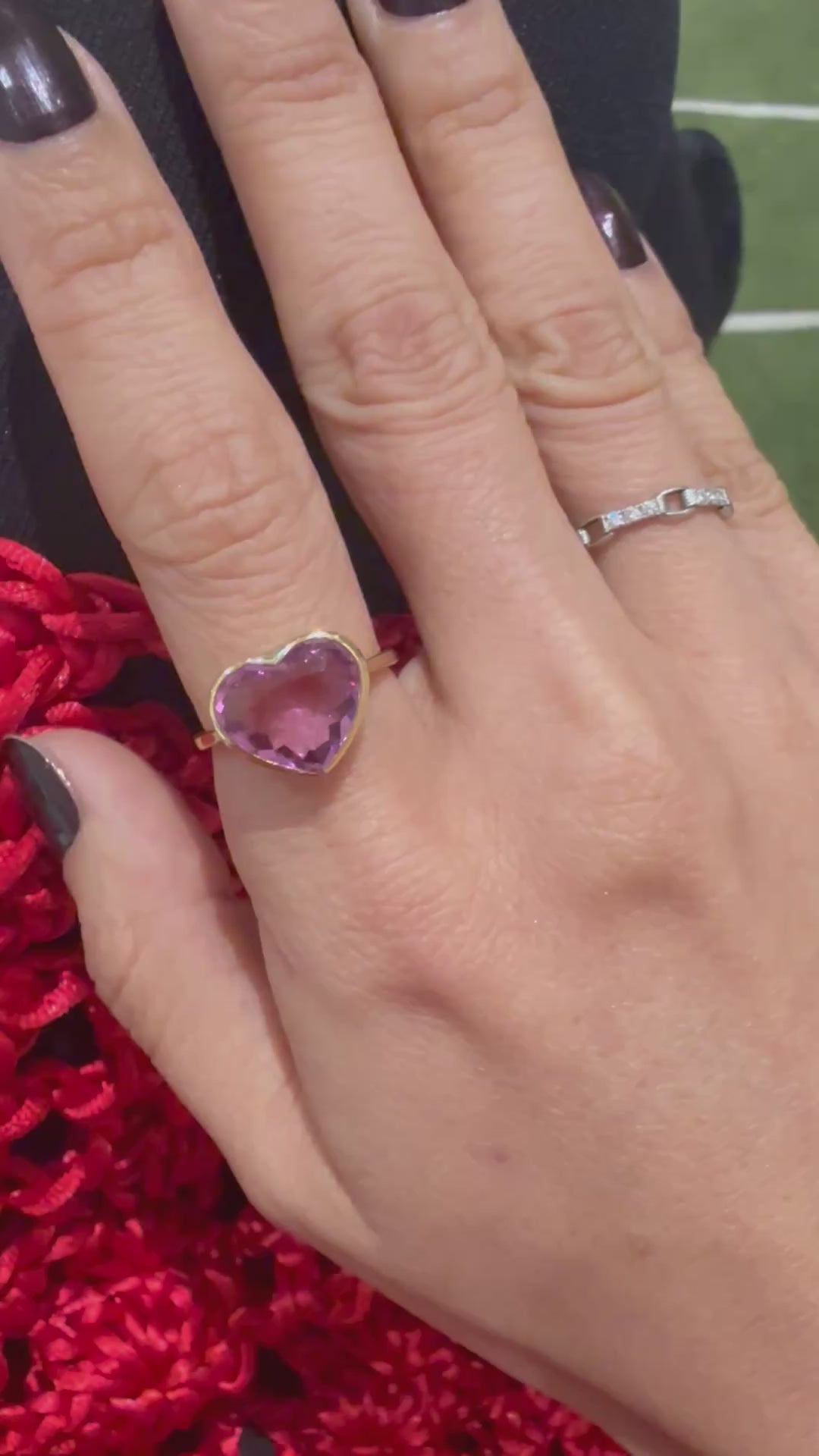 Pink_Tourmaline_Heart_Ring_18K_gold_stackable_ring on model