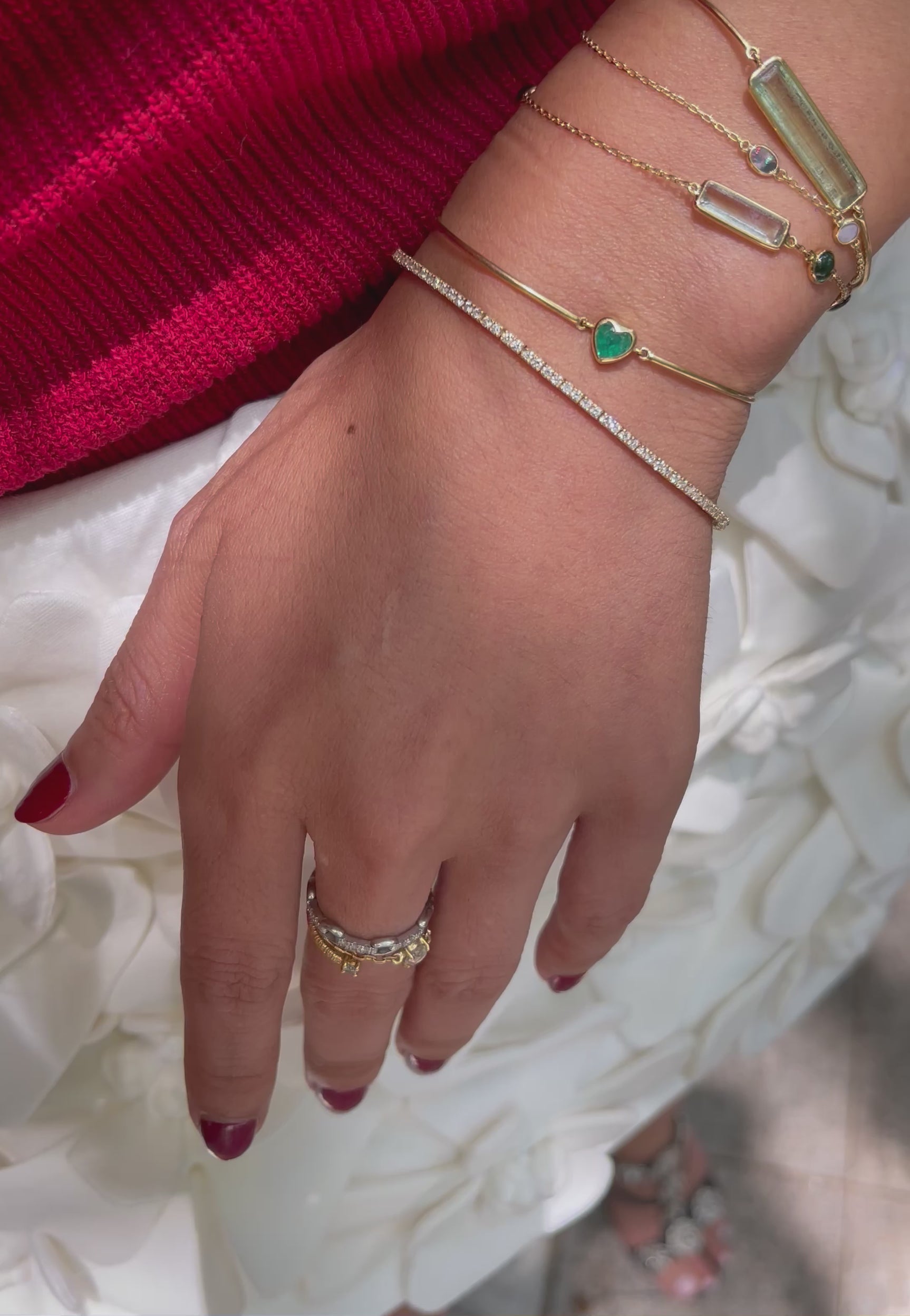 Seamless Diamond Tennis Bracelet 18k gold stackable design