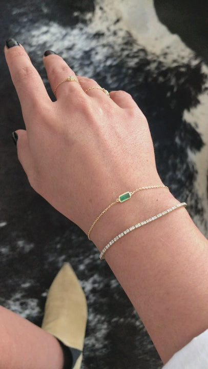 Emerald Bracelet 18k gold stackable design