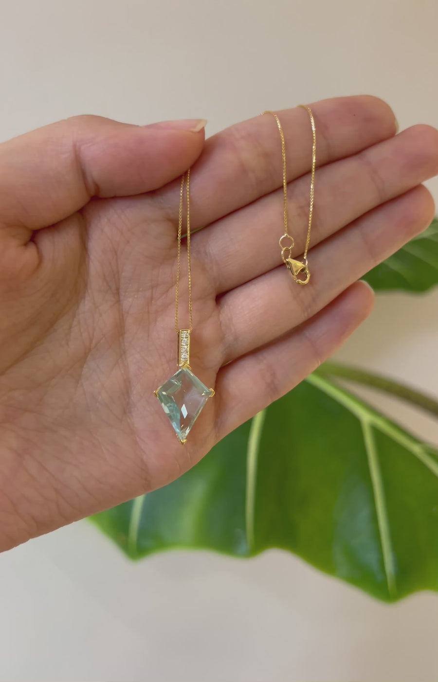 Aquamarine & Diamond Contour Kite Necklace