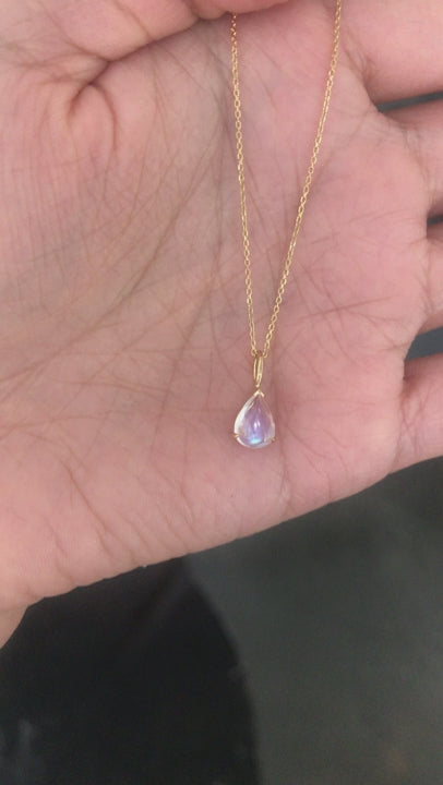 Rainbow Moonstones Necklace 18k gold handmade fine jewelry